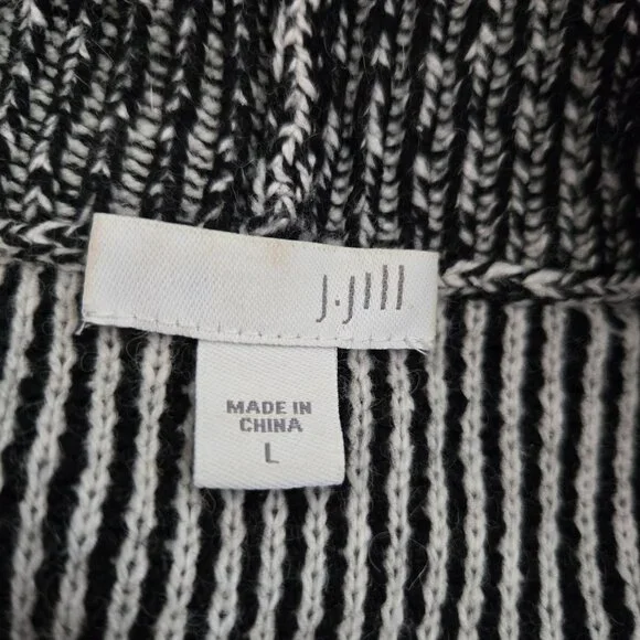 J. Jill Womens Black & White Patchwork Open Front Long Cardigan Sweater Large - Picture 13 of 15